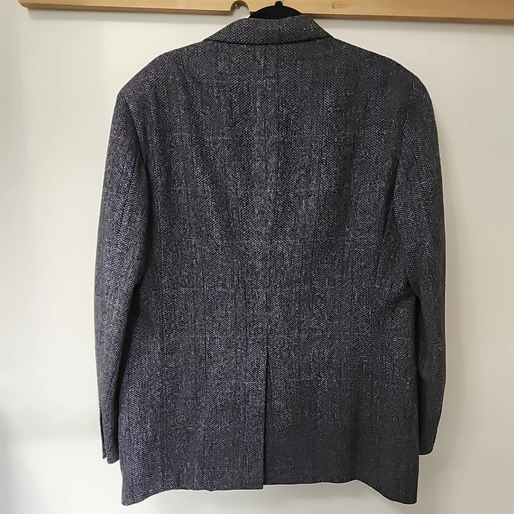 Vintage Cricketeer 44R Wool Herringbone Blazer Sport Coat Gray Brown Tweed USA